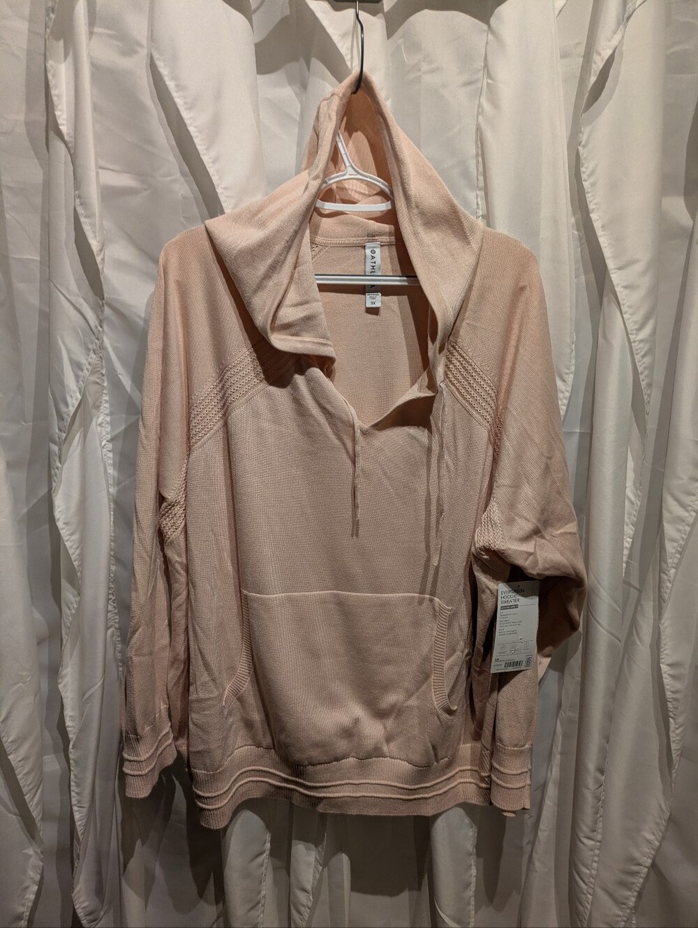 17 Athleta Evergreen Hoodie Sweater Plus Size 3X Soft Blush Pink NWT $129
